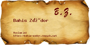 Bahis Zádor névjegykártya